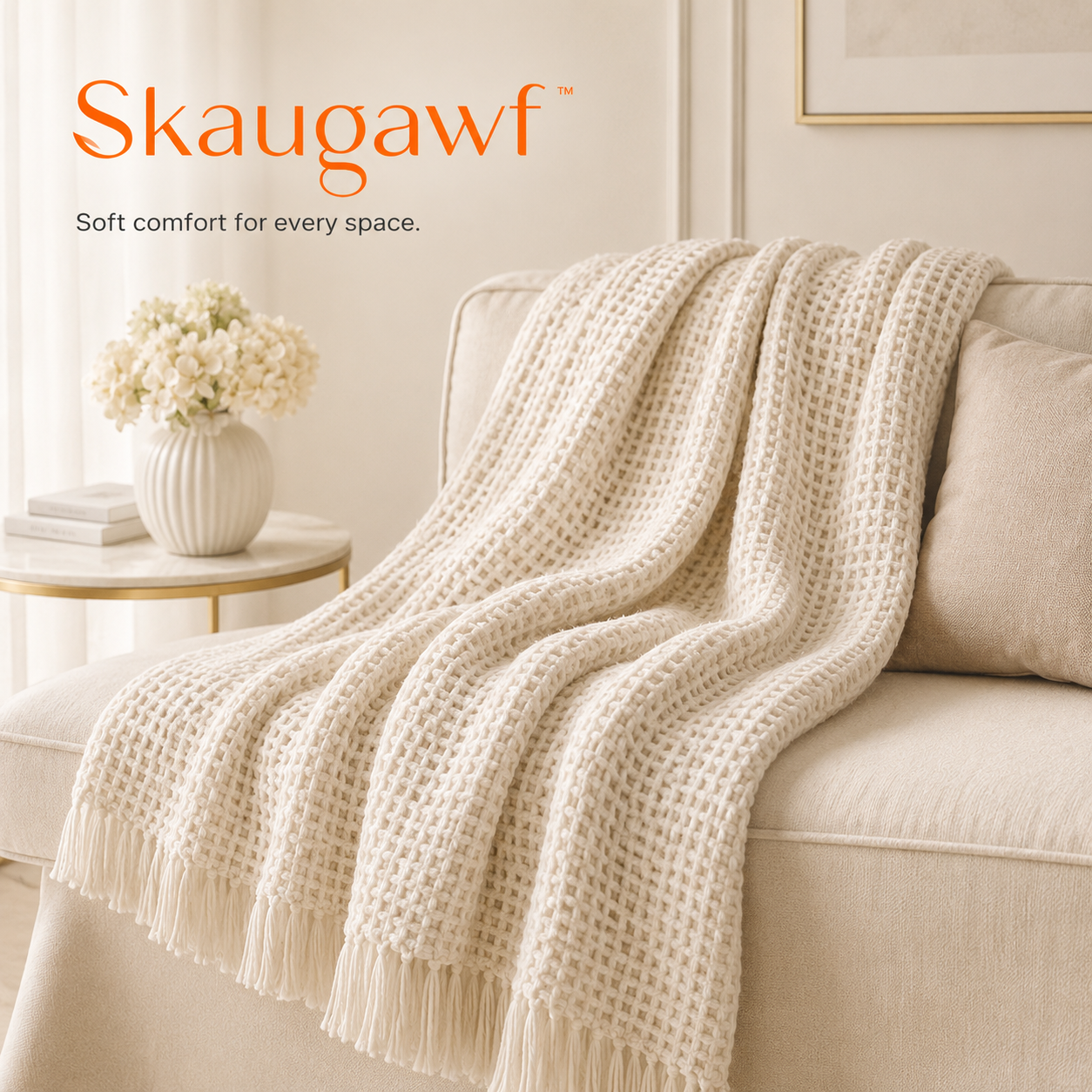 Skaugawf™ Soft Waffle Weave Throw Blanket, Lightweight Couch Blanket, Cozy Sofa Bed Blanket for Living Room, Bedroom & Guest Room