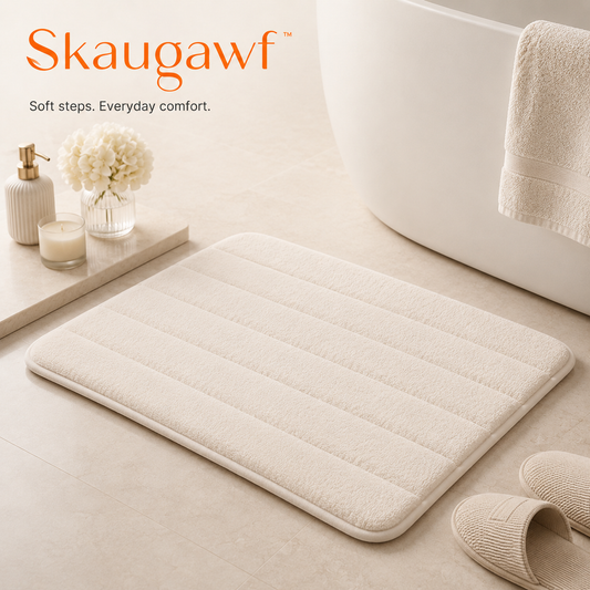 Skaugawf™ Memory Foam Bath Mat, Soft Non-Slip Bathroom Rug, Absorbent Shower Mat for Bathroom, Vanity, Tub & Sink Area