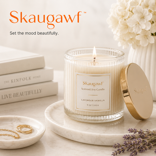 Skaugawf™ Scented Soy Candle, Long-Lasting Home Fragrance Candle, Relaxing Aromatherapy Candle for Bedroom, Bathroom & Living Room
