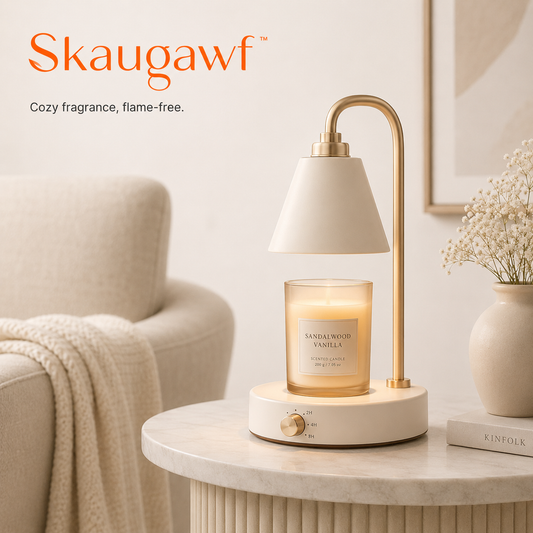 Skaugawf™ Candle Warmer Lamp, Dimmable Electric Candle Melter with Timer, Cozy Home Fragrance Warmer for Bedroom & Living Room