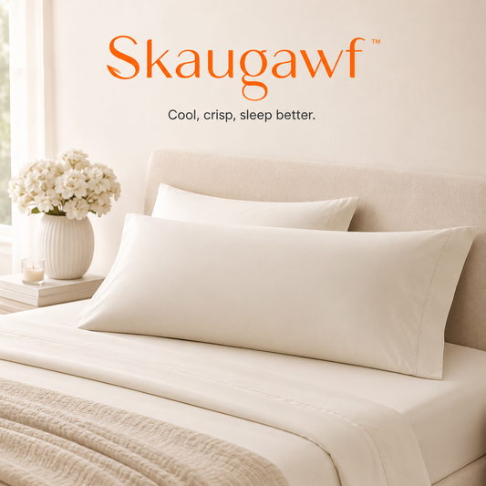 Skaugawf™ Cotton Percale Pillowcase Set, 2-Pack Cooling Pillow Covers, Soft Breathable Pillowcases for Queen & Standard Pillows
