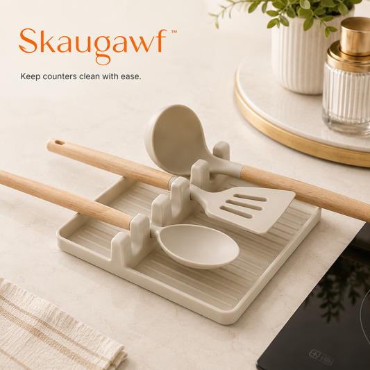 Skaugawf™ Silicone Spoon Rest, Heat-Resistant Kitchen Utensil Holder, Countertop Cooking Tool Rest for Spoons, Spatulas & Ladles